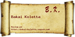 Bakai Koletta névjegykártya